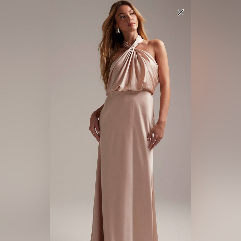 Satin blush maxi dress size 8